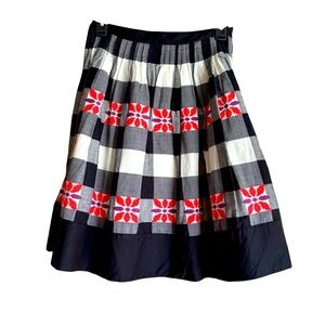 Anthropologie Floreat Do Si Do Buffalo Plaid Skirt 100% Cotton Size 2